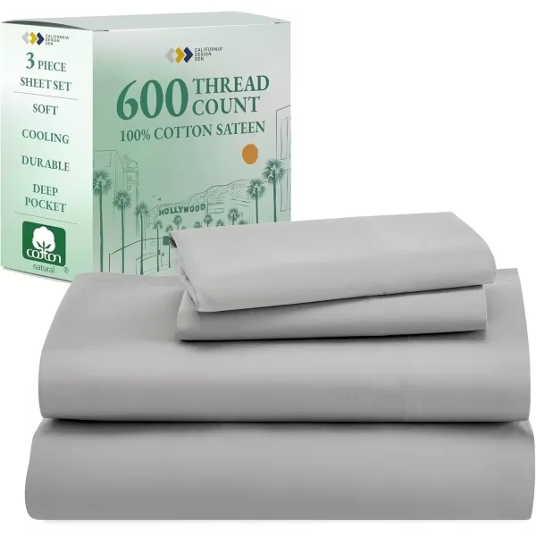 imageCalifornia Design Den Split King Sheet Set  100 Cotton 600 Thread Count Breathable Luxury King Size Sheets for Adjustable Bed Luxury Soft HotelQuality Sheets with Sateen Weave  Pastel Blue04  Light Grey