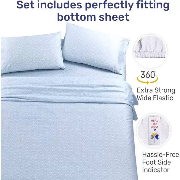 imageCalifornia Design Den Split King Sheet Set  100 Cotton 600 Thread Count Breathable Luxury King Size Sheets for Adjustable Bed Luxury Soft HotelQuality Sheets with Sateen Weave  Pastel Blue16  Print  Geo Urban