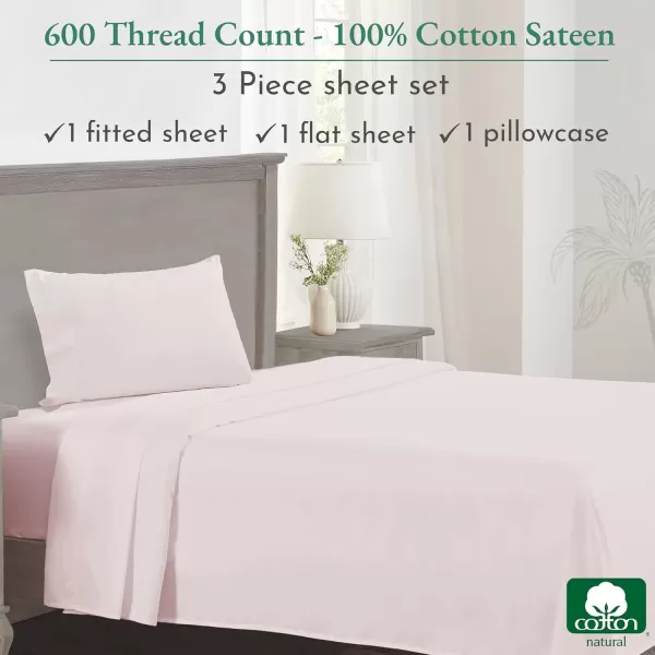 imageCalifornia Design Den Split King Sheet Set  100 Cotton 600 Thread Count Breathable Luxury King Size Sheets for Adjustable Bed Luxury Soft HotelQuality Sheets with Sateen Weave  Pastel Blue12  Blush Pink
