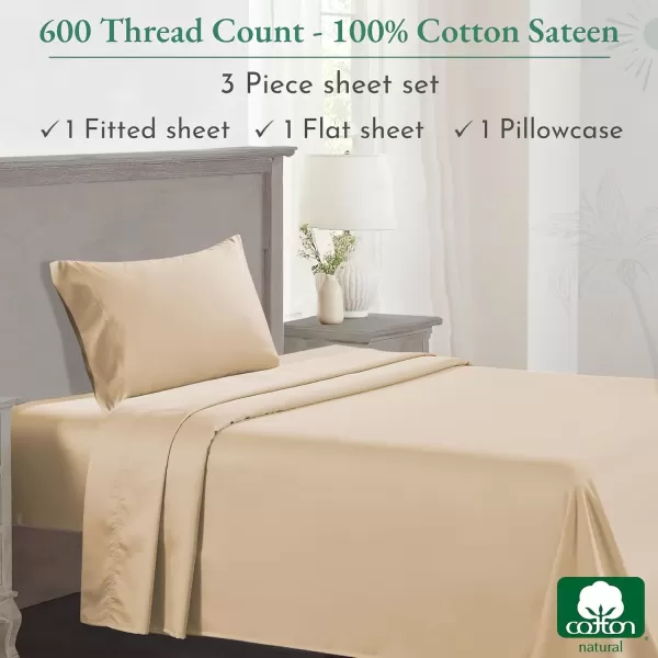 imageCalifornia Design Den Split King Sheet Set  100 Cotton 600 Thread Count Breathable Luxury King Size Sheets for Adjustable Bed Luxury Soft HotelQuality Sheets with Sateen Weave  Pastel Blue03  Tanbeige