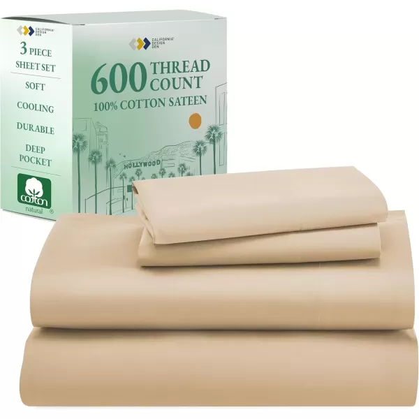 imageCalifornia Design Den Split King Sheet Set  100 Cotton 600 Thread Count Breathable Luxury King Size Sheets for Adjustable Bed Luxury Soft HotelQuality Sheets with Sateen Weave  Pastel Blue03  Tanbeige