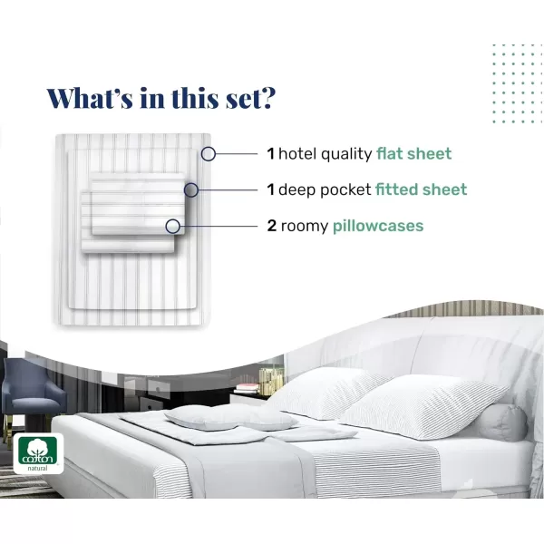 imageCalifornia Design Den Split King Sheet Set  100 Cotton 600 Thread Count Breathable Luxury King Size Sheets for Adjustable Bed Luxury Soft HotelQuality Sheets with Sateen Weave  Pastel Blue15  Print  Ticking Stripe