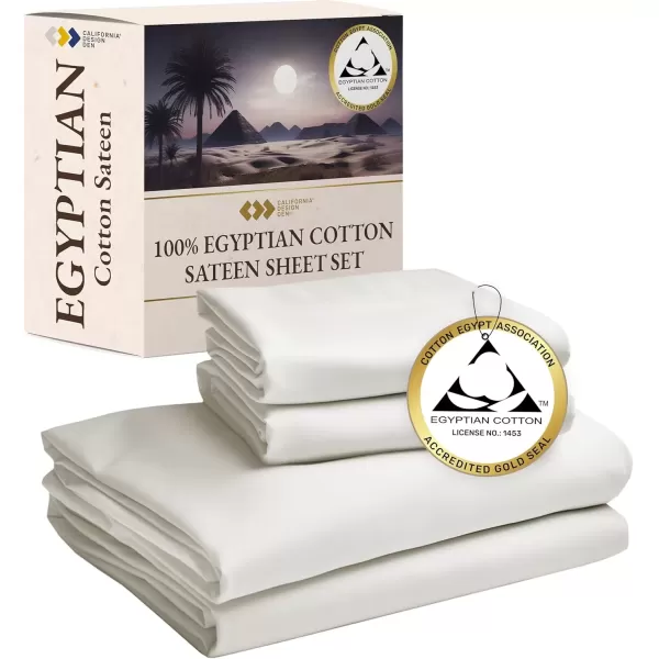 imageCertified Luxury 100 Egyptian Cotton Bed Sheets California King Sheets Set Bedding Sheets ampamp Pillowcases Set with Deep Pocket Sateen Cooling Sheets for Hot Sleepers White Sheets SetIvory