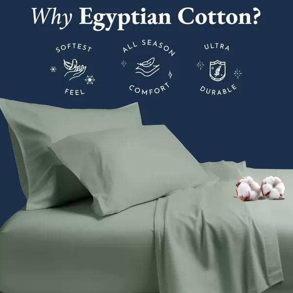 imageCertified Luxury 100 Egyptian Cotton Bed Sheets California King Sheets Set Bedding Sheets ampamp Pillowcases Set with Deep Pocket Sateen Cooling Sheets for Hot Sleepers White Sheets SetSage Green