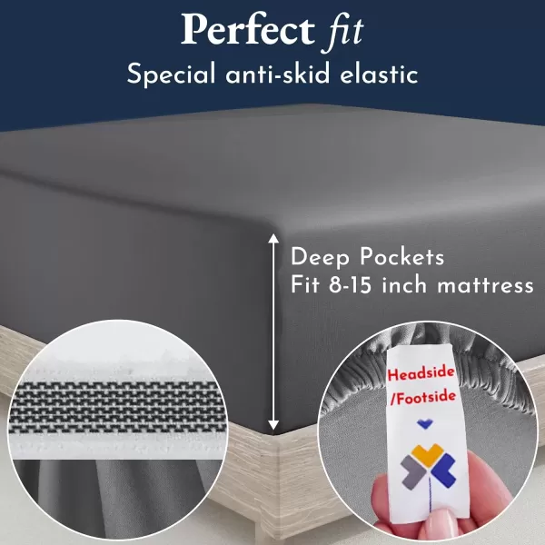 imageCertified Luxury 100 Egyptian Cotton Bed Sheets California King Sheets Set Bedding Sheets ampamp Pillowcases Set with Deep Pocket Sateen Cooling Sheets for Hot Sleepers White Sheets SetGrey