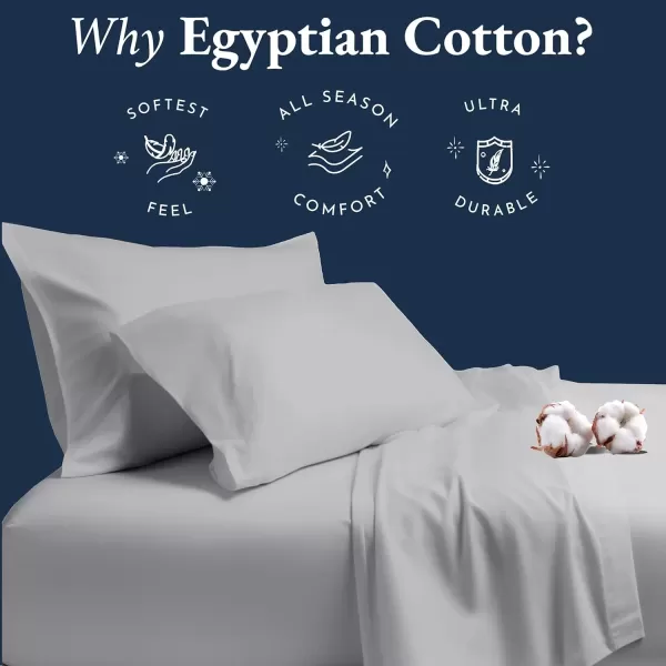 imageCertified Luxury 100 Egyptian Cotton Bed Sheets California King Sheets Set Bedding Sheets ampamp Pillowcases Set with Deep Pocket Sateen Cooling Sheets for Hot Sleepers White Sheets SetLight Grey