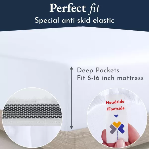 imageCertified Luxury 100 Egyptian Cotton Bed Sheets California King Sheets Set Bedding Sheets ampamp Pillowcases Set with Deep Pocket Sateen Cooling Sheets for Hot Sleepers White Sheets SetBright White