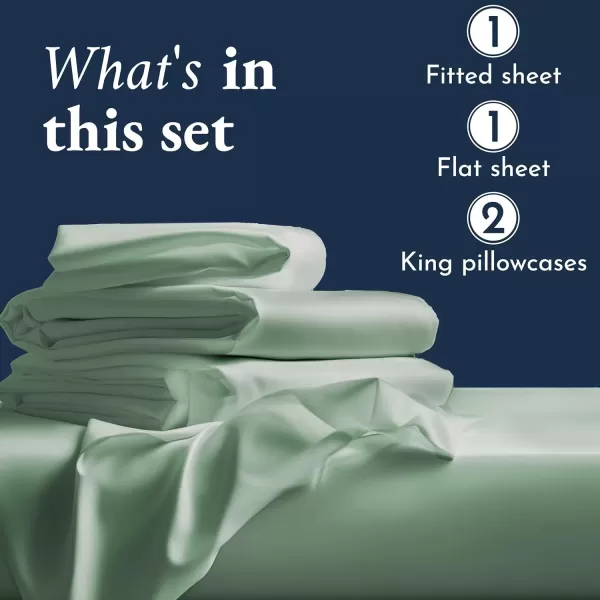 imageCertified Luxury 100 Egyptian Cotton Bed Sheets California King Sheets Set Bedding Sheets ampamp Pillowcases Set with Deep Pocket Sateen Cooling Sheets for Hot Sleepers White Sheets SetSage Green