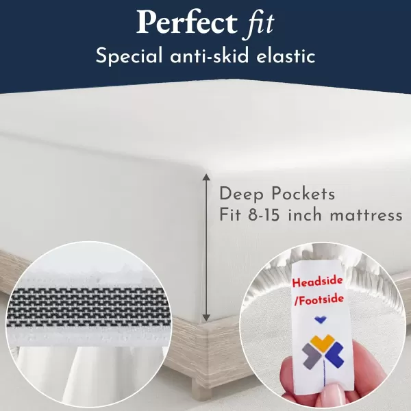 imageCertified Luxury 100 Egyptian Cotton Bed Sheets California King Sheets Set Bedding Sheets ampamp Pillowcases Set with Deep Pocket Sateen Cooling Sheets for Hot Sleepers White Sheets SetIvory