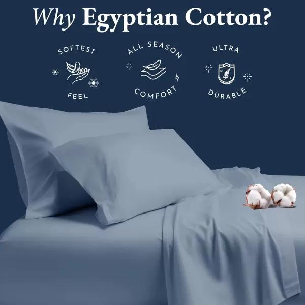 imageCertified Luxury 100 Egyptian Cotton Bed Sheets California King Sheets Set Bedding Sheets ampamp Pillowcases Set with Deep Pocket Sateen Cooling Sheets for Hot Sleepers White Sheets SetBlue Hydrangea