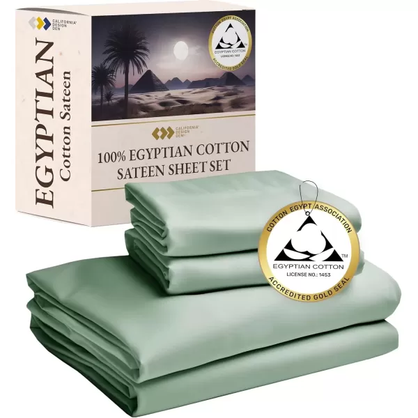 imageCertified Luxury 100 Egyptian Cotton Bed Sheets California King Sheets Set Bedding Sheets ampamp Pillowcases Set with Deep Pocket Sateen Cooling Sheets for Hot Sleepers White Sheets SetSage Green