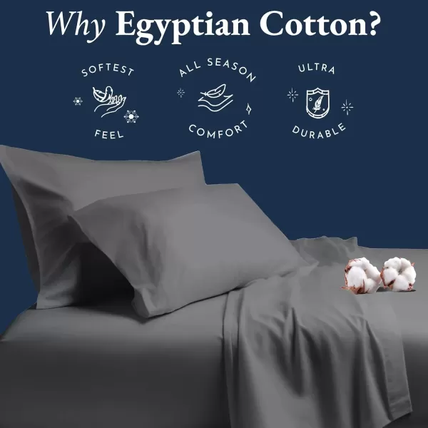 imageCertified Luxury 100 Egyptian Cotton Bed Sheets California King Sheets Set Bedding Sheets ampamp Pillowcases Set with Deep Pocket Sateen Cooling Sheets for Hot Sleepers White Sheets SetGrey