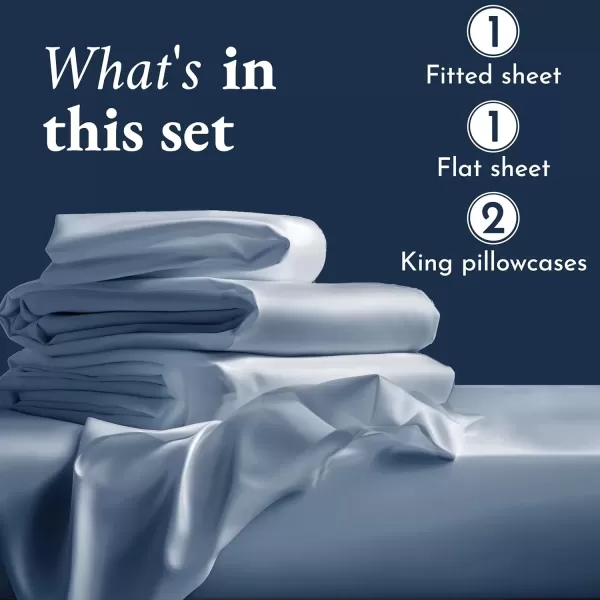 imageCertified Luxury 100 Egyptian Cotton Bed Sheets California King Sheets Set Bedding Sheets ampamp Pillowcases Set with Deep Pocket Sateen Cooling Sheets for Hot Sleepers White Sheets SetBlue Hydrangea