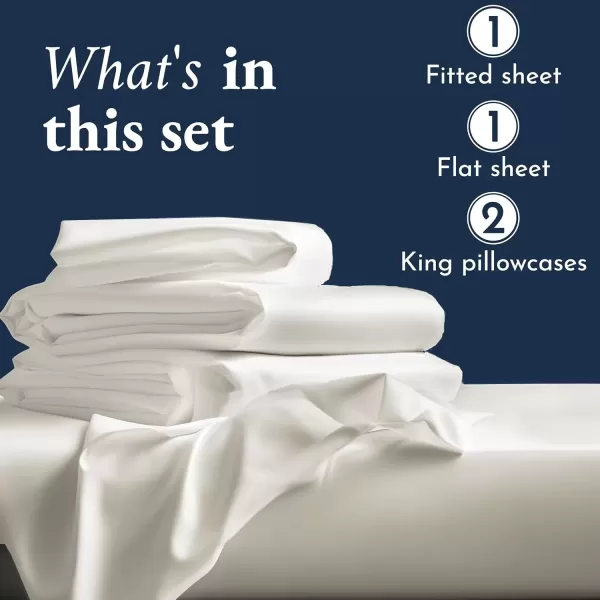 imageCertified Luxury 100 Egyptian Cotton Bed Sheets California King Sheets Set Bedding Sheets ampamp Pillowcases Set with Deep Pocket Sateen Cooling Sheets for Hot Sleepers White Sheets SetIvory