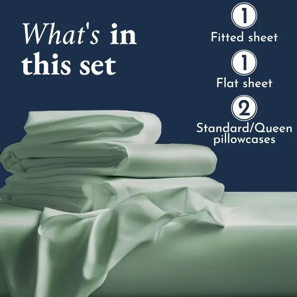 imageCertified Luxury 100 Egyptian Cotton Bed Sheets California King Sheets Set Bedding Sheets ampamp Pillowcases Set with Deep Pocket Sateen Cooling Sheets for Hot Sleepers White Sheets SetSage Green