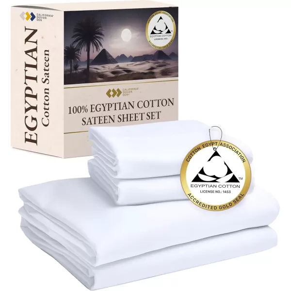 imageCertified Luxury 100 Egyptian Cotton Bed Sheets California King Sheets Set Bedding Sheets ampamp Pillowcases Set with Deep Pocket Sateen Cooling Sheets for Hot Sleepers White Sheets SetBright White