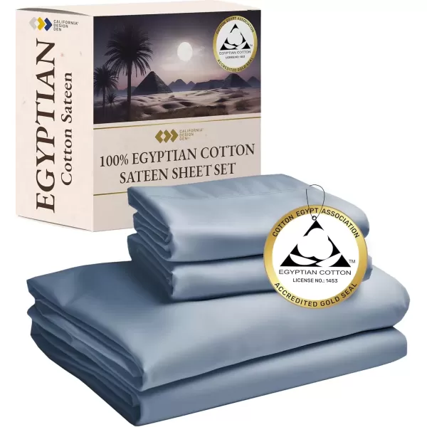 imageCertified Luxury 100 Egyptian Cotton Bed Sheets California King Sheets Set Bedding Sheets ampamp Pillowcases Set with Deep Pocket Sateen Cooling Sheets for Hot Sleepers White Sheets SetBlue Hydrangea