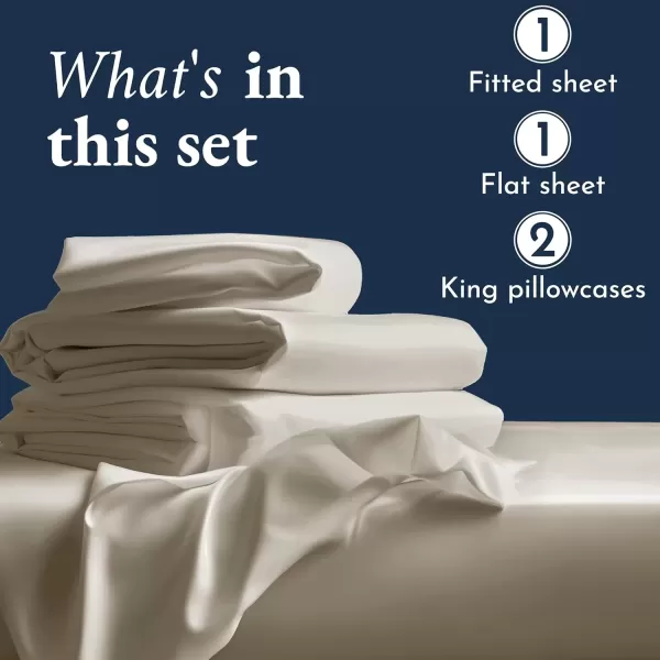 imageCertified Luxury 100 Egyptian Cotton Bed Sheets California King Sheets Set Bedding Sheets ampamp Pillowcases Set with Deep Pocket Sateen Cooling Sheets for Hot Sleepers White Sheets SetBeige