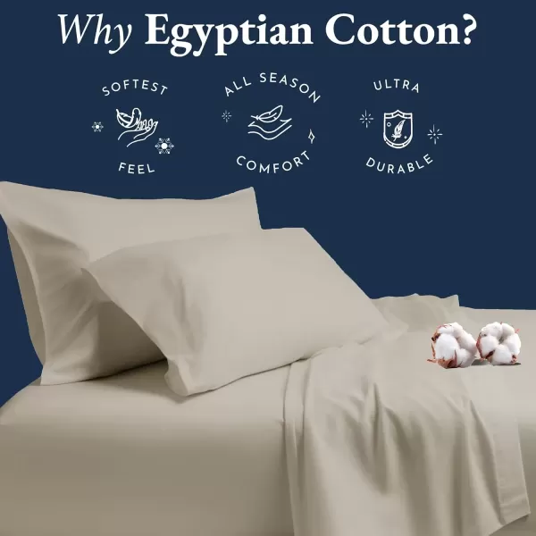 imageCertified Luxury 100 Egyptian Cotton Bed Sheets California King Sheets Set Bedding Sheets ampamp Pillowcases Set with Deep Pocket Sateen Cooling Sheets for Hot Sleepers White Sheets SetBeige