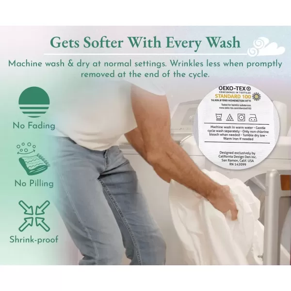 imageLuxuriously Soft Twin Fitted Sheet 600 Thread Count Cooling Sheets Sateen Weave 100 Cotton Sheets NoPop Elastic For Snug Fit Deep Pocket Bottom Sheet With Head ampamp Foot Tag Bright White10  Sage Green