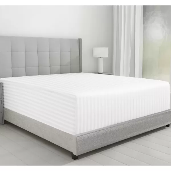 imageLuxuriously Soft Twin Fitted Sheet 600 Thread Count Cooling Sheets Sateen Weave 100 Cotton Sheets NoPop Elastic For Snug Fit Deep Pocket Bottom Sheet With Head ampamp Foot Tag Bright White02  Striped White