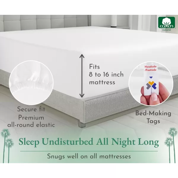 imageLuxuriously Soft Twin Fitted Sheet 600 Thread Count Cooling Sheets Sateen Weave 100 Cotton Sheets NoPop Elastic For Snug Fit Deep Pocket Bottom Sheet With Head ampamp Foot Tag Bright White01  Bright White