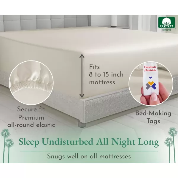 imageLuxuriously Soft Twin Fitted Sheet 600 Thread Count Cooling Sheets Sateen Weave 100 Cotton Sheets NoPop Elastic For Snug Fit Deep Pocket Bottom Sheet With Head ampamp Foot Tag Bright White03  Ivory