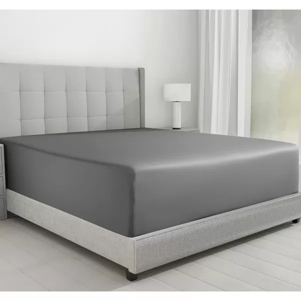 imageLuxuriously Soft Twin Fitted Sheet 600 Thread Count Cooling Sheets Sateen Weave 100 Cotton Sheets NoPop Elastic For Snug Fit Deep Pocket Bottom Sheet With Head ampamp Foot Tag Bright White07  Grey