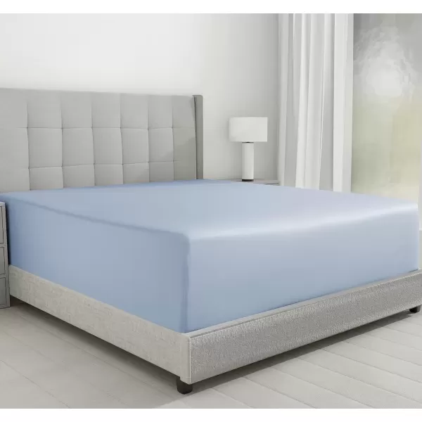 imageLuxuriously Soft Twin Fitted Sheet 600 Thread Count Cooling Sheets Sateen Weave 100 Cotton Sheets NoPop Elastic For Snug Fit Deep Pocket Bottom Sheet With Head ampamp Foot Tag Bright White08  Blue