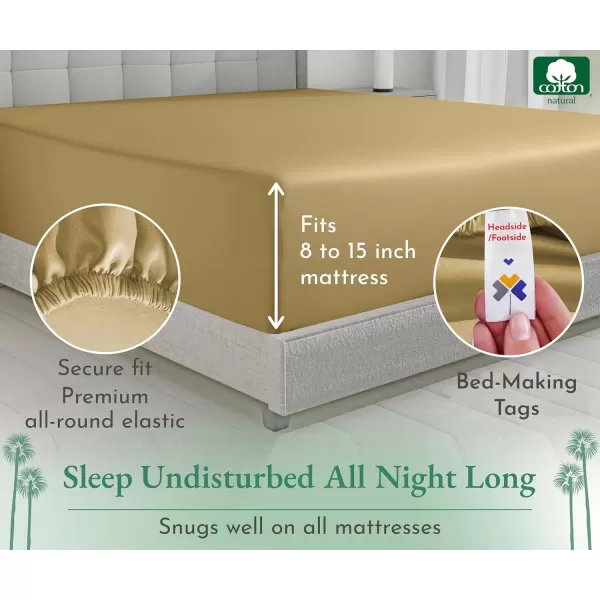 imageLuxuriously Soft Twin Fitted Sheet 600 Thread Count Cooling Sheets Sateen Weave 100 Cotton Sheets NoPop Elastic For Snug Fit Deep Pocket Bottom Sheet With Head ampamp Foot Tag Bright White13  Gold