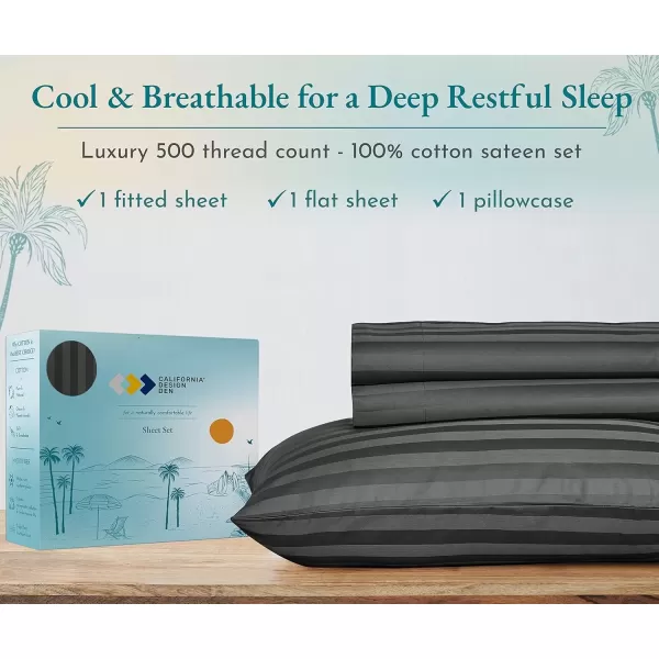 imageLuxury Split King Adjustable Bedsheets Set Soft 100 Cotton 500 Thread Count Snug Fit Includes TwinXL Fitted Sheets Beats Egyptian Quality Claims Split King Fresh Navy Blue11  Grey Striped