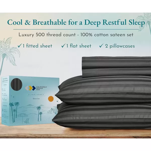 imageLuxury Split King Adjustable Bedsheets Set Soft 100 Cotton 500 Thread Count Snug Fit Includes TwinXL Fitted Sheets Beats Egyptian Quality Claims Split King Fresh Navy Blue11  Grey Striped