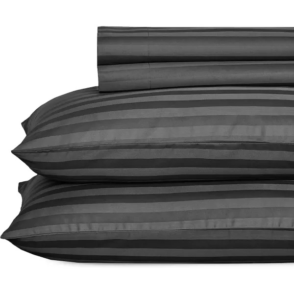 imageLuxury Split King Adjustable Bedsheets Set Soft 100 Cotton 500 Thread Count Snug Fit Includes TwinXL Fitted Sheets Beats Egyptian Quality Claims Split King Fresh Navy Blue11  Grey Striped