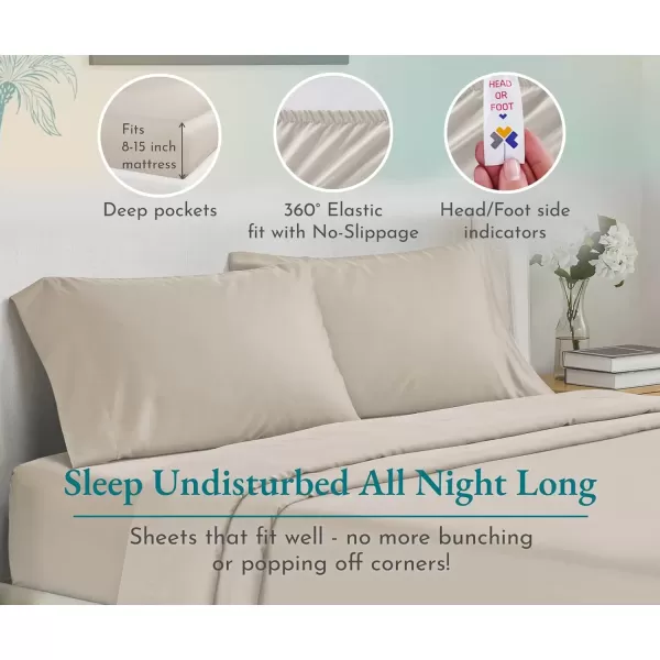imageLuxury Split King Adjustable Bedsheets Set Soft 100 Cotton 500 Thread Count Snug Fit Includes TwinXL Fitted Sheets Beats Egyptian Quality Claims Split King Fresh Navy Blue14  Light Taupe