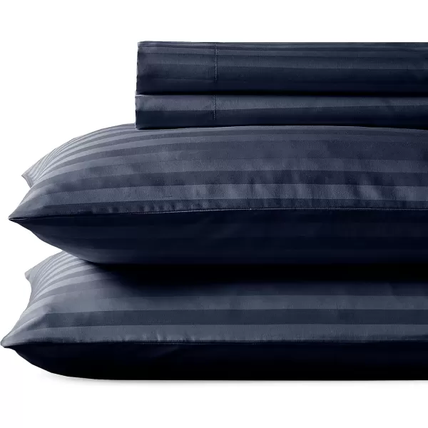 imageLuxury Split King Adjustable Bedsheets Set Soft 100 Cotton 500 Thread Count Snug Fit Includes TwinXL Fitted Sheets Beats Egyptian Quality Claims Split King Fresh Navy Blue13  Navy Blue Striped