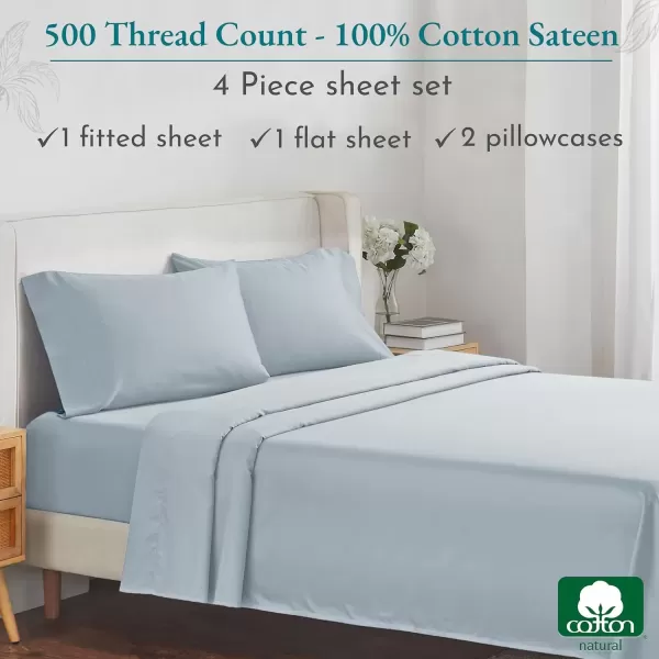 imageLuxury Split King Adjustable Bedsheets Set Soft 100 Cotton 500 Thread Count Snug Fit Includes TwinXL Fitted Sheets Beats Egyptian Quality Claims Split King Fresh Navy Blue08  Light Blue