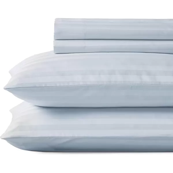 imageLuxury Split King Adjustable Bedsheets Set Soft 100 Cotton 500 Thread Count Snug Fit Includes TwinXL Fitted Sheets Beats Egyptian Quality Claims Split King Fresh Navy Blue09  Light Blue Striped