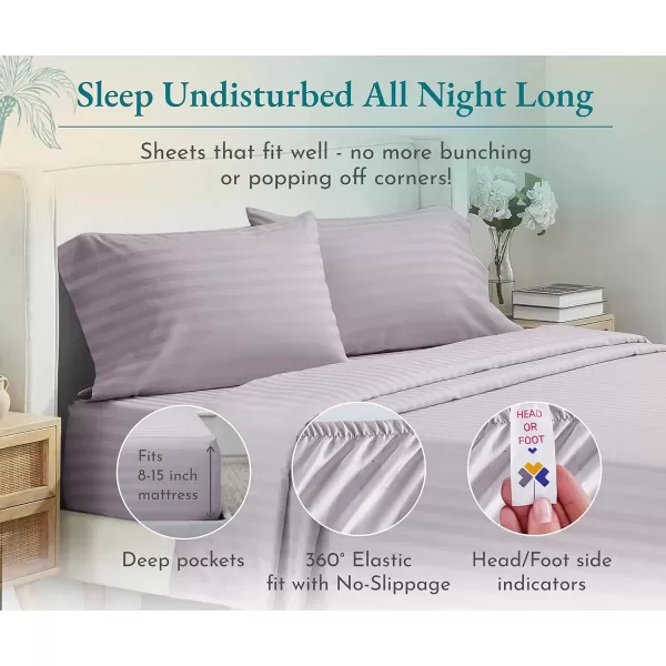 imageLuxury Split King Adjustable Bedsheets Set Soft 100 Cotton 500 Thread Count Snug Fit Includes TwinXL Fitted Sheets Beats Egyptian Quality Claims Split King Fresh Navy Blue16  Lavendar Striped