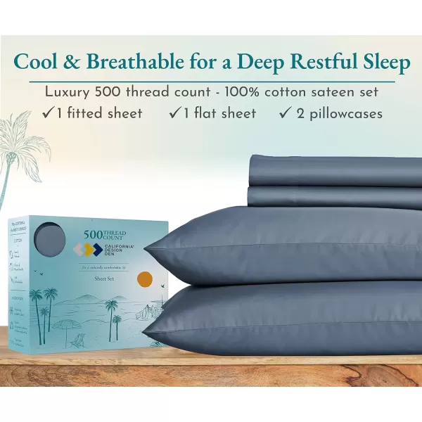 imageLuxury Split King Adjustable Bedsheets Set Soft 100 Cotton 500 Thread Count Snug Fit Includes TwinXL Fitted Sheets Beats Egyptian Quality Claims Split King Fresh Navy Blue17  Denim Blue