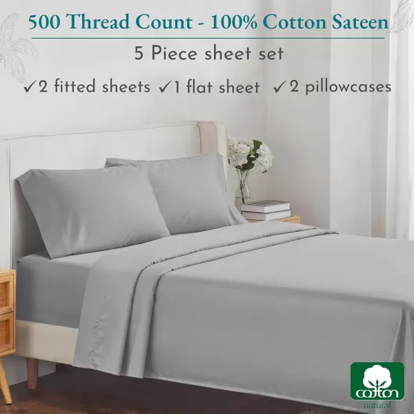 imageLuxury Split King Adjustable Bedsheets Set Soft 100 Cotton 500 Thread Count Snug Fit Includes TwinXL Fitted Sheets Beats Egyptian Quality Claims Split King Fresh Navy Blue03  Light Grey