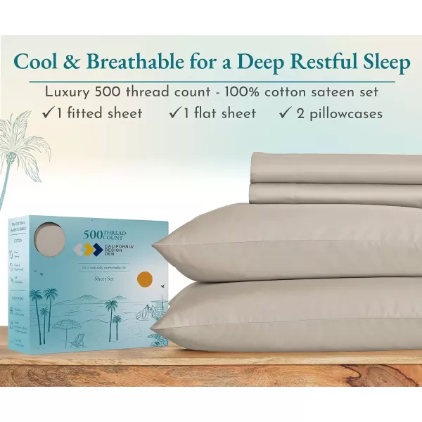 imageLuxury Split King Adjustable Bedsheets Set Soft 100 Cotton 500 Thread Count Snug Fit Includes TwinXL Fitted Sheets Beats Egyptian Quality Claims Split King Fresh Navy Blue14  Light Taupe