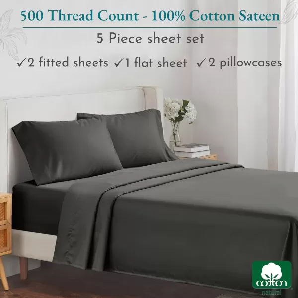 imageLuxury Split King Adjustable Bedsheets Set Soft 100 Cotton 500 Thread Count Snug Fit Includes TwinXL Fitted Sheets Beats Egyptian Quality Claims Split King Fresh Navy Blue10  Grey