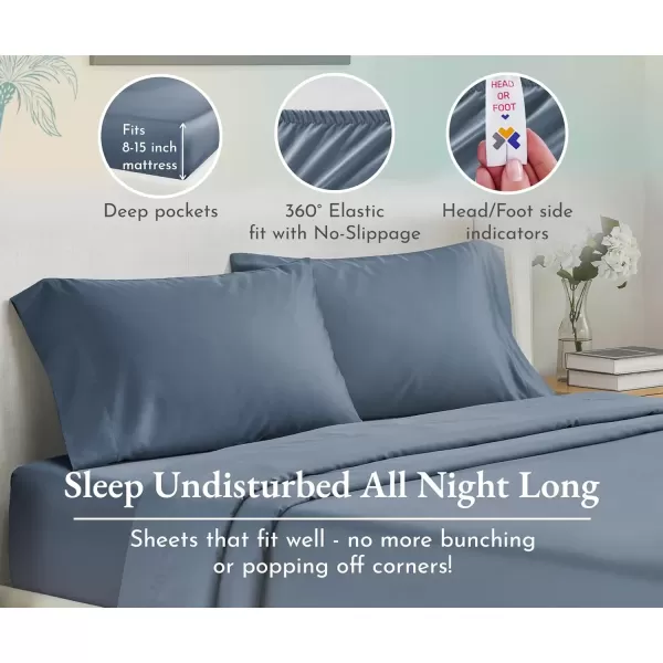 imageLuxury Split King Adjustable Bedsheets Set Soft 100 Cotton 500 Thread Count Snug Fit Includes TwinXL Fitted Sheets Beats Egyptian Quality Claims Split King Fresh Navy Blue17  Denim Blue