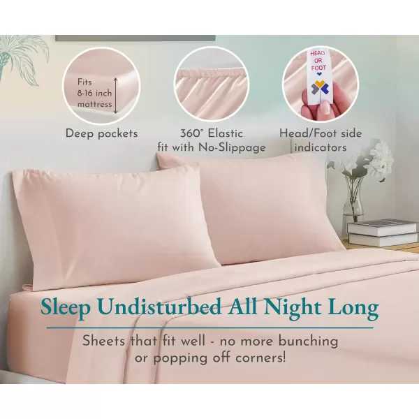 imageLuxury Split King Adjustable Bedsheets Set Soft 100 Cotton 500 Thread Count Snug Fit Includes TwinXL Fitted Sheets Beats Egyptian Quality Claims Split King Fresh Navy Blue18  Blush Pink