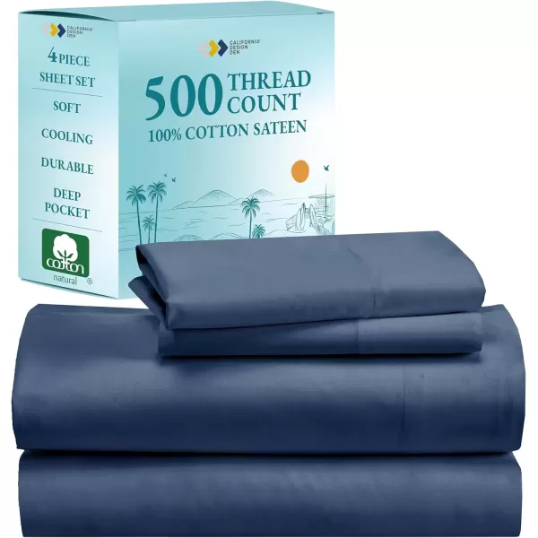 imageLuxury Split King Adjustable Bedsheets Set Soft 100 Cotton 500 Thread Count Snug Fit Includes TwinXL Fitted Sheets Beats Egyptian Quality Claims Split King Fresh Navy Blue12  Navy Blue