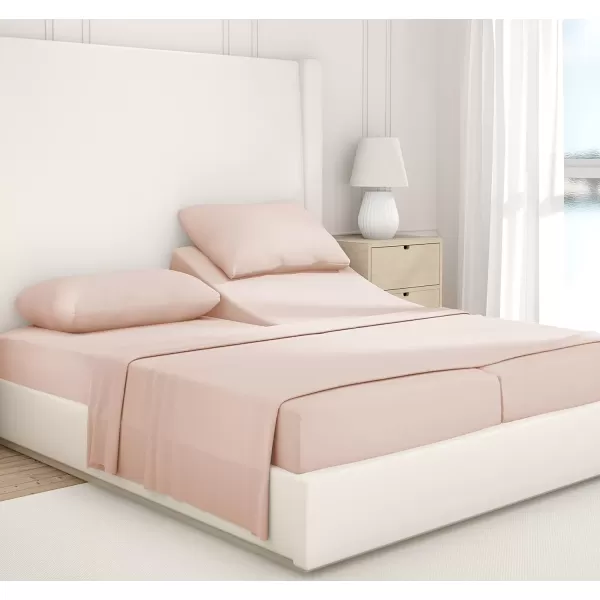 imageLuxury Split King Adjustable Bedsheets Set Soft 100 Cotton 500 Thread Count Snug Fit Includes TwinXL Fitted Sheets Beats Egyptian Quality Claims Split King Fresh Navy Blue18  Blush Pink