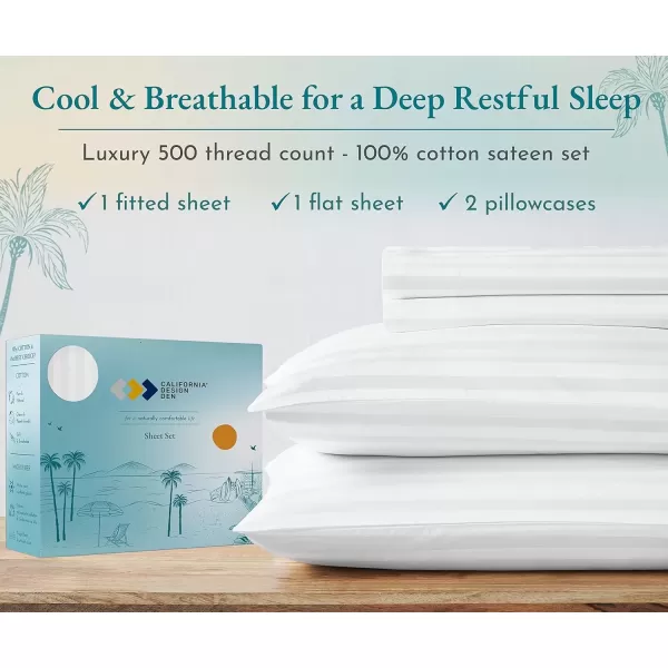 imageLuxury Split King Adjustable Bedsheets Set Soft 100 Cotton 500 Thread Count Snug Fit Includes TwinXL Fitted Sheets Beats Egyptian Quality Claims Split King Fresh Navy Blue02  White Striped