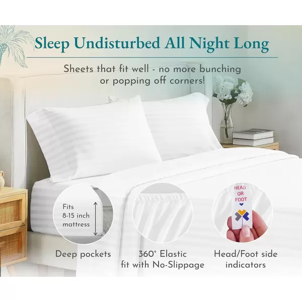 imageLuxury Split King Adjustable Bedsheets Set Soft 100 Cotton 500 Thread Count Snug Fit Includes TwinXL Fitted Sheets Beats Egyptian Quality Claims Split King Fresh Navy Blue02  White Striped