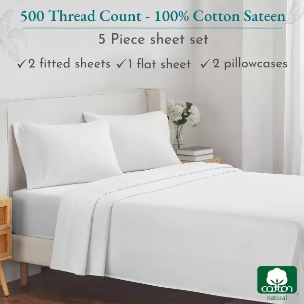 imageLuxury Split King Adjustable Bedsheets Set Soft 100 Cotton 500 Thread Count Snug Fit Includes TwinXL Fitted Sheets Beats Egyptian Quality Claims Split King Fresh Navy Blue01  White