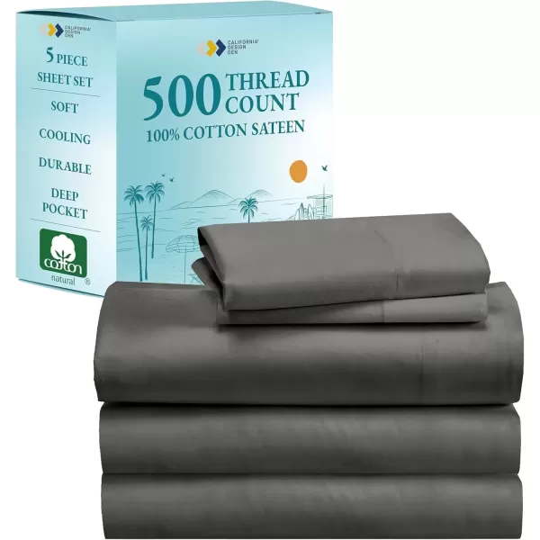 imageLuxury Split King Adjustable Bedsheets Set Soft 100 Cotton 500 Thread Count Snug Fit Includes TwinXL Fitted Sheets Beats Egyptian Quality Claims Split King Fresh Navy Blue10  Grey